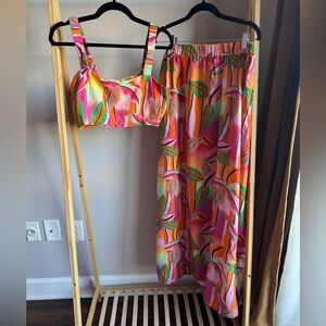 Beach Riot Pink Orange & Green Tropical Print Two-Piece